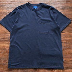 BEAMS Chest Back Pocket Solid Blue Short Sleeves
